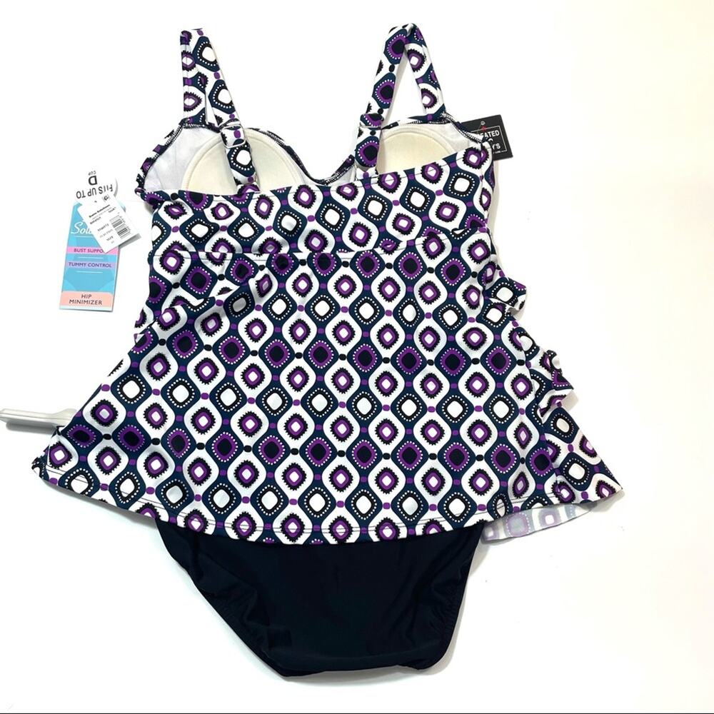 Swim Solution tiered one piece swimsuit Sz 10 - Picture 6 of 7